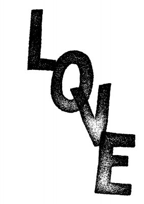 An unframed print of love in typography in white and black accent colour