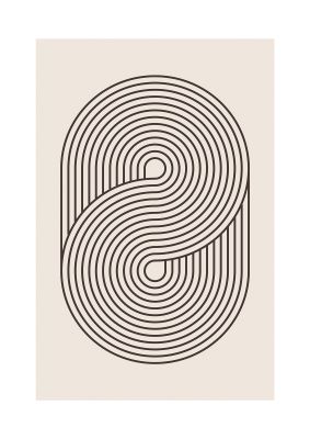 An unframed print of bohemian mid century minimal style pattern graphic in beige and black accent colour