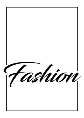 An unframed print of fashion fashion in typography in white and black accent colour