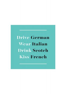 An unframed print of drive german quote in typography in green and black and white accent colour