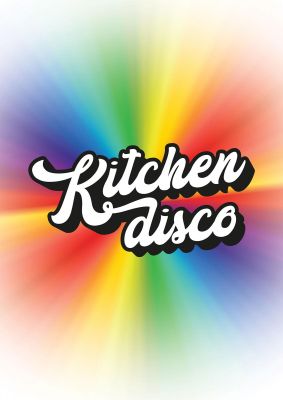 An unframed print of kitchen disco 2 graphical illustration in multicolour and white accent colour