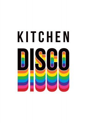 An unframed print of kitchen disco graphical illustration in white and multicolour accent colour