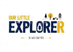 An unframed print of our little explorer kids wall art graphic in white and black accent colour