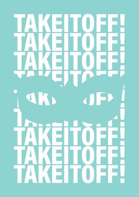 An unframed print of take it off kids wall art illustration in green and white accent colour