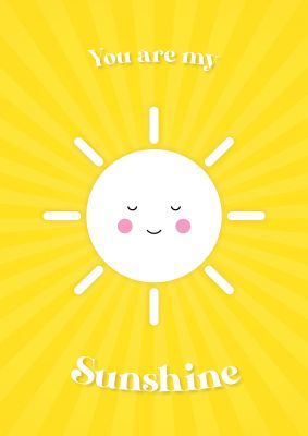 An unframed print of you are my sunshine kids wall art illustration in yellow and white accent colour