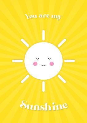 An unframed print of you are my sunshine kids wall art illustration in yellow and white accent colour