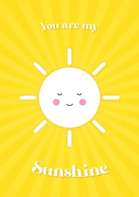 An unframed print of you are my sunshine kids wall art illustration in yellow and white accent colour