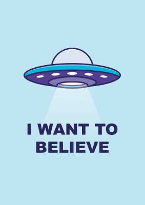 An unframed print of i want to believe kids wall art illustration in blue