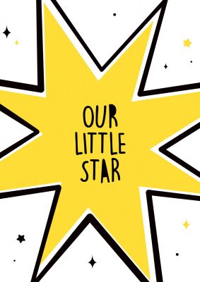 An unframed print of our little star graphical illustration in yellow and black accent colour