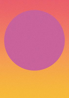 An unframed print of orange gradient shape graphical illustration in pink and yellow accent colour