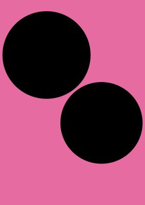 An unframed print of minimalist pink black circle retro minimalist in black and pink accent colour