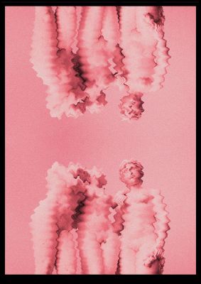 An unframed print of ripple statues pink trippy retro graphic in pink and black accent colour