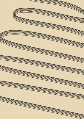 An unframed print of abstract line ribbon graphical in beige and black accent colour