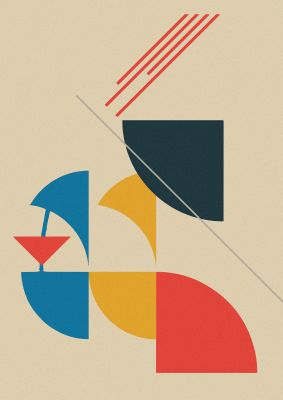 An unframed print of bauhaus misc retro in multicolour and beige accent colour