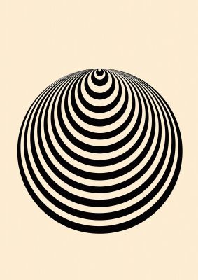 An unframed print of optical illusion illustration cone cream graphical in beige and black accent colour