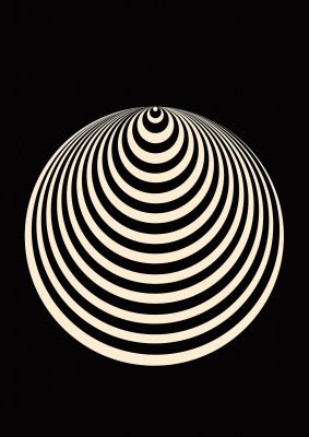An unframed print of optical illusion illustration cone black graphical in monochrome