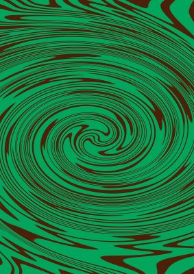 An unframed print of green trippy swirl graphical abstract in green and black accent colour