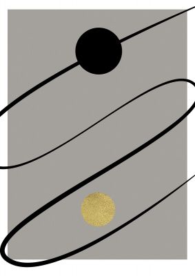 An unframed print of abstract gold black 4 graphical in grey and black accent colour