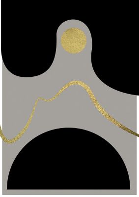 An unframed print of abstract gold black 2 graphical in black and gold accent colour