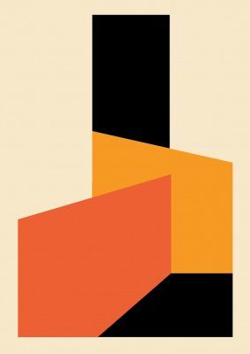 An unframed print of bauhaus textured nine retro in orange and black accent colour
