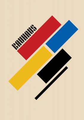 An unframed print of bauhaus four retro in multicolour and beige accent colour