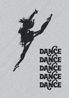 An unframed print of dance dance dance black white graphical illustration in grey and black accent colour