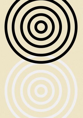 An unframed print of abstract circle clean graphical in beige and black accent colour