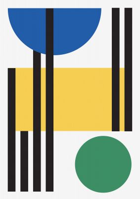 An unframed print of abstract shape two retro in multicolour and white accent colour