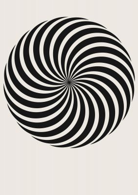 An unframed print of swirl white black graphical abstract in beige and black accent colour