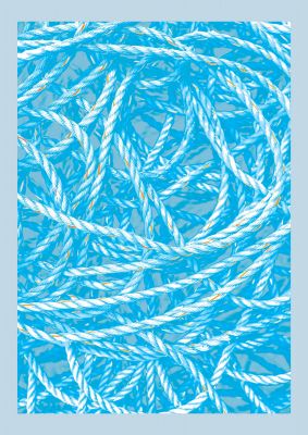 An unframed print of blue nautical pattern pattern in blue