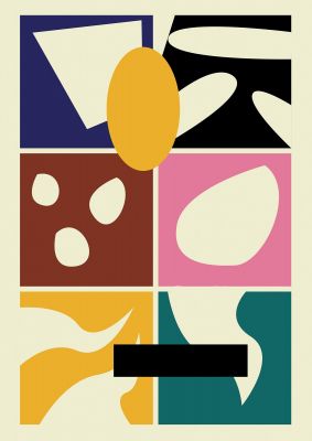 An unframed print of abstract collage mixed colour one retro in multicolour