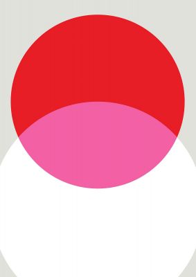 An unframed print of abstract rgb shape one graphical in red and pink accent colour