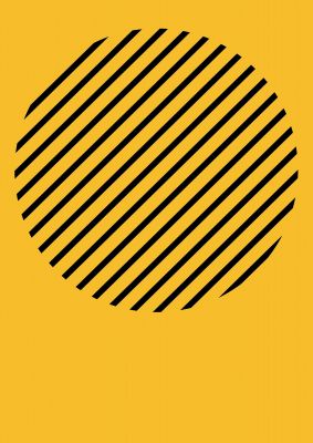 An unframed print of bee stripe one graphical abstract in yellow and black accent colour