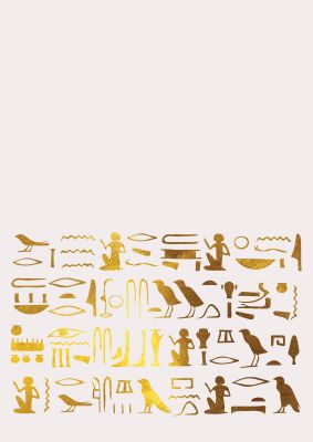 An unframed print of gold egyptian two graphical illustration in beige and gold accent colour