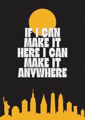 An unframed print of make it new york quote in typography in black and yellow accent colour