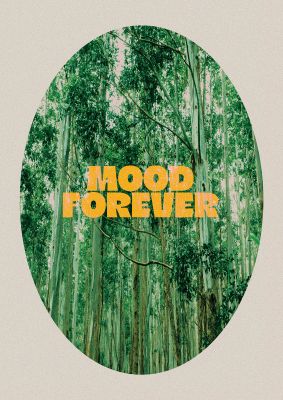 An unframed print of mood forever quote jungle botanical in typography in green and yellow accent colour