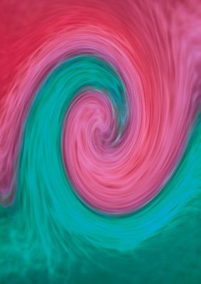 An unframed print of swirl graphical abstract in green and pink accent colour