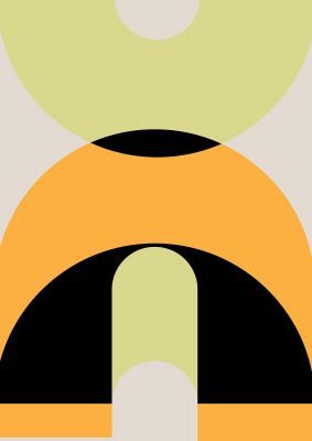 An unframed print of graphic arch yellow six graphical illustration in green and yellow accent colour