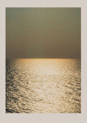 An unframed print of ocean view travel photograph in brown and beige accent colour