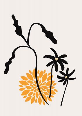 An unframed print of mustard flower series one botanical illustration in white and yellow accent colour