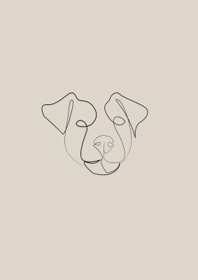 An unframed print of dog lover illustration graphical in beige and black accent colour