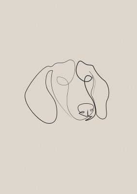An unframed print of dog lover illustration two graphical in beige and black accent colour