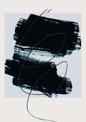 An unframed print of abstract painted square graphical in black and beige accent colour