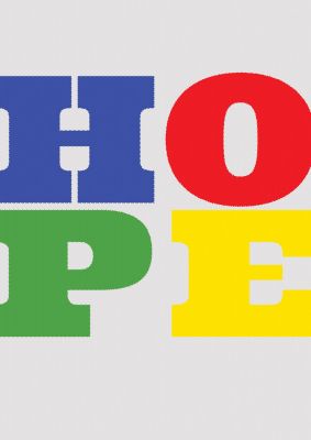 An unframed print of hope rainbow graphical illustration in multicolour and grey accent colour