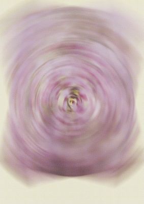 An unframed print of pink painted blur graphical abstract in pink and beige accent colour