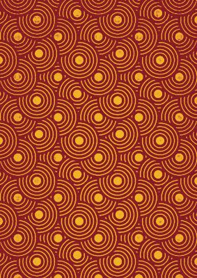 An unframed print of round tesselation yellow red pattern abstract in orange and yellow accent colour