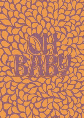 An unframed print of oh baby coral pattern pattern in typography in orange