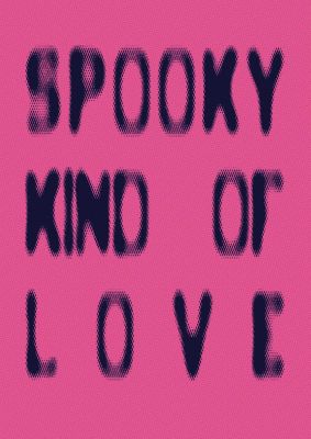 An unframed print of spooky lyric quote graphic in pink and black accent colour