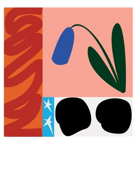An unframed print of colour flower collage mix match retro abstract in multicolour and white accent colour