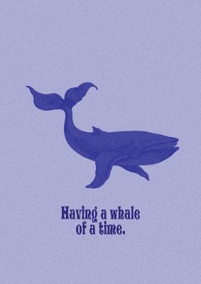 An unframed print of whale of a time animal illustration in lilac and purple accent colour